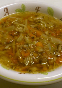 ひき肉と椎茸のほっこり生姜スープ