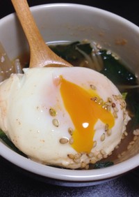 簡単☆とろ〜り落とし卵のピリ辛スープ