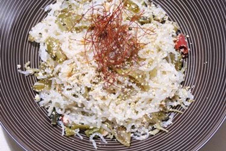 ヘルシーおつまみ しらたき高菜明太炒め レシピ 作り方 By もぇちん クックパッド