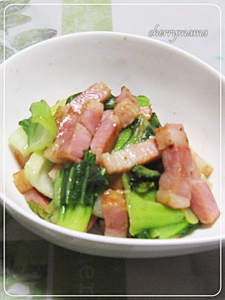 お弁当に★青梗菜と厚切りベーコンの中華風の画像