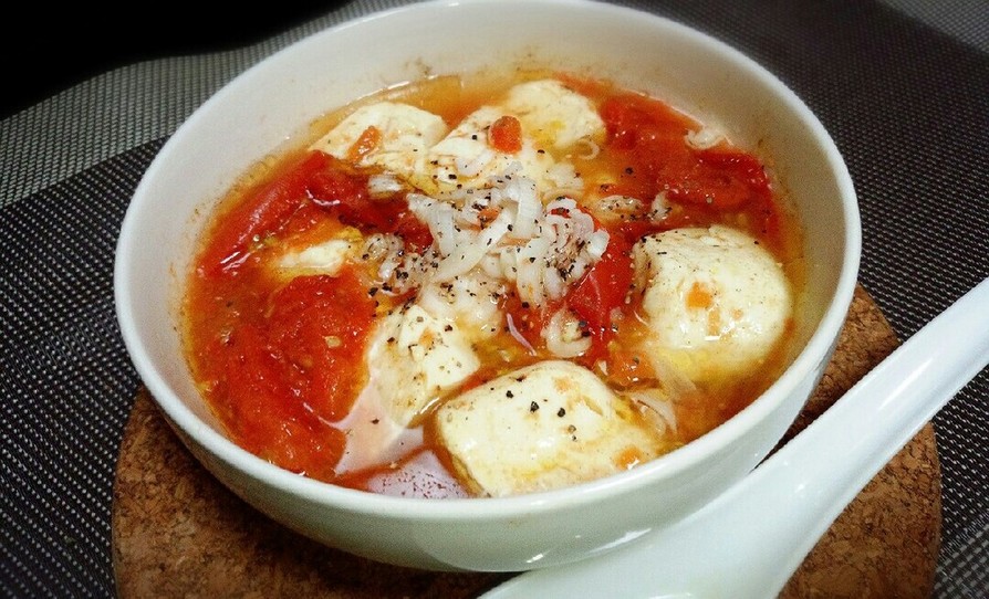 レンジで簡単♪トマトと豆腐の中華スープ♪の画像