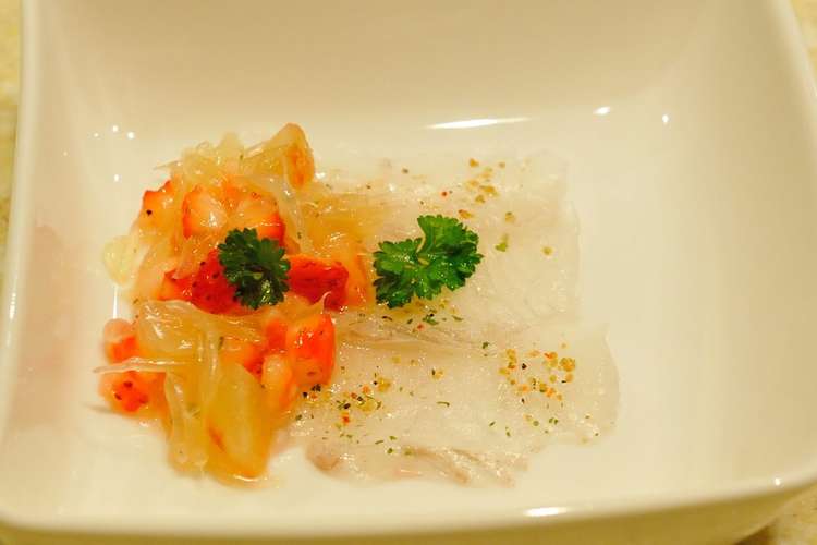 ヒラメのカルパッチョ フルーツカクテル添 レシピ 作り方 By Drtom クックパッド 簡単おいしいみんなのレシピが377万品