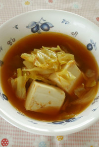 プチッと鍋で♪キャベツナ豆腐キムチスープ