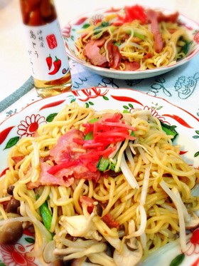 火も包丁も使わない時短焼きそば❗️
