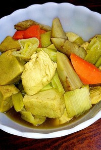 高野豆腐と残り野菜のカレー味煮物