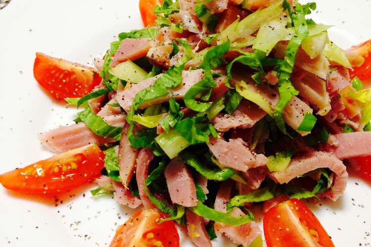 しっとりハムとセロリ葉の超速前菜 レシピ 作り方 By いぬねこ食堂 クックパッド 簡単おいしいみんなのレシピが376万品