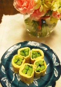 ひな祭りに☆菜の花の卵巻き