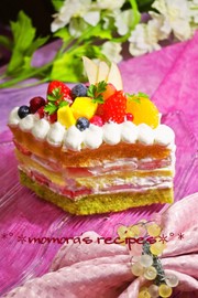 HMで簡単♡レンジで野菜の雛祭りケーキの写真