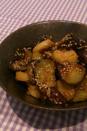 お弁当に!なすとエリンギの甘辛炒め