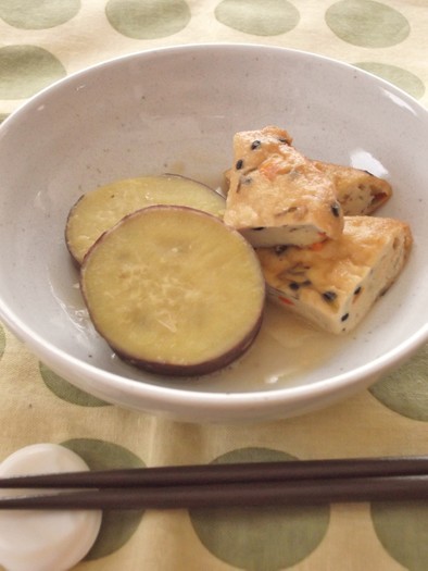 ドレッシングで✿薩摩芋とがんもの煮物の写真