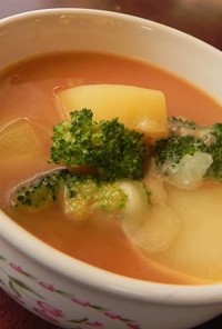 野菜たっぷり簡単★キムチチーズスープ
