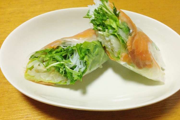 我家の生春巻き サーモン編 レシピ 作り方 By 葉月理菜 クックパッド 簡単おいしいみんなのレシピが352万品