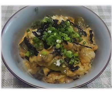 残った天ぷらで親子丼風の天丼！の写真