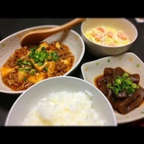 厚揚げとひき肉のうま辛煮♡