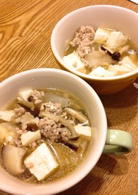 豆腐とひき肉のプチっとスープ