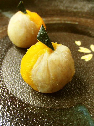 ﾘﾒｲｸ☆南瓜とさつま芋の茶巾しぼりの写真