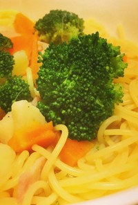 簡単！たっぷり彩り野菜スープパスタ