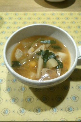 生姜&野菜たっぷり味噌キムチスープ