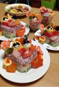 お雛様菱餅風七夕にも、ちらし寿司ケーキ！