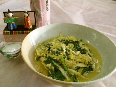 「加賀野菜」金沢春菊と白魚の卵とじ♡の写真