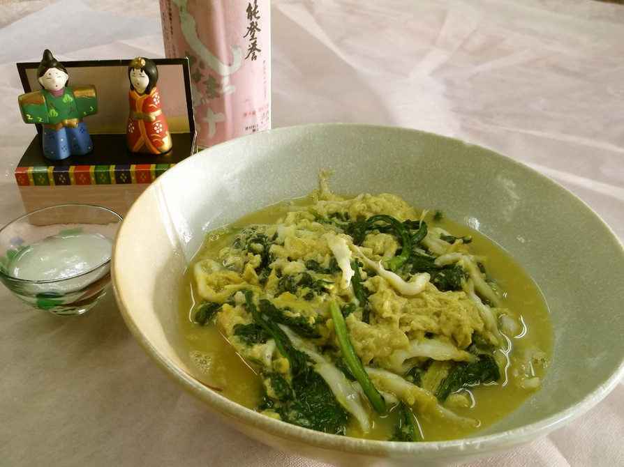 「加賀野菜」金沢春菊と白魚の卵とじ♡の画像