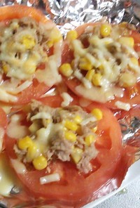 超簡単♡ツナコーンのチーズ焼きonトマト