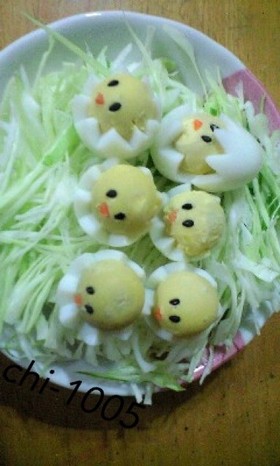 うずらの卵でひよこ♡お弁当に