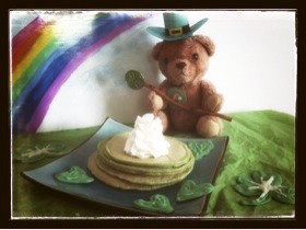 緑色のパンケーキの画像