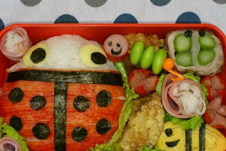 簡単春の遠足キャラ弁 てんとう虫とお友達 レシピ 作り方 By まなげ クックパッド 簡単おいしいみんなのレシピが360万品