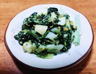 旬の筍と青菜の味噌和えの写真