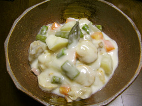 アスパラと帆立のクリーム煮