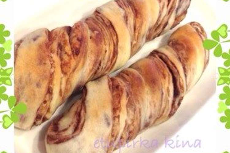 ローリエ入りのツイストチョコパン レシピ 作り方 By はまずみゆきこ クックパッド 簡単おいしいみんなのレシピが377万品
