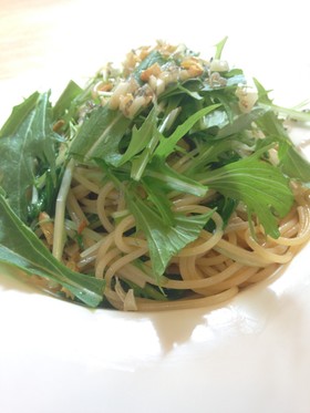 水菜とじゃこの和風パスタ