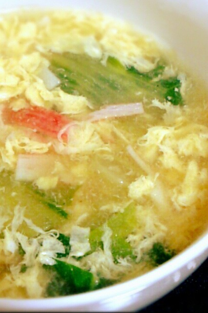 卵ふわふわ♡チンゲン菜の中華スープの画像