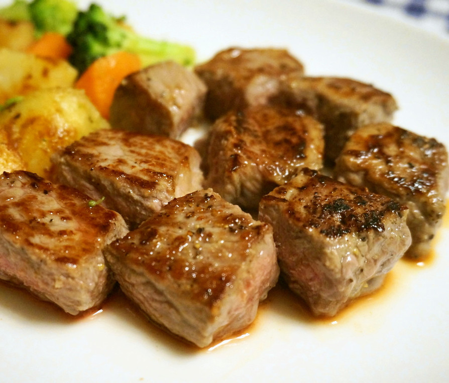 満足☆厚切り牛肉のサイコロステーキの画像
