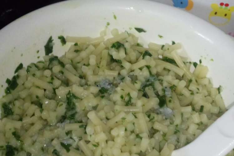 離乳食中期 小松菜としらすのパスタ レシピ 作り方 By くまた クックパッド 簡単おいしいみんなのレシピが365万品