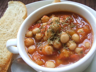 ベジタリアン料理　ひよこ豆のトマト煮込みの写真