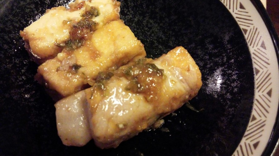 厚揚げの豚肉巻き～ふきのとう味噌ソース～の画像