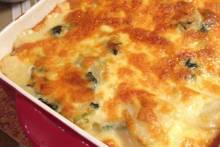 豆乳で ほうれん草とじゃがいものグラタン レシピ 作り方 By Makisora クックパッド 簡単おいしいみんなのレシピが352万品
