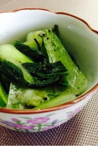 ちんげん菜の”明太茶漬け”蒸し