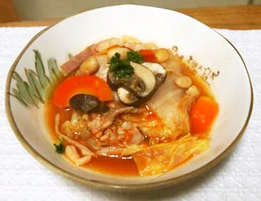 豆料理：豆入り野菜スープの画像
