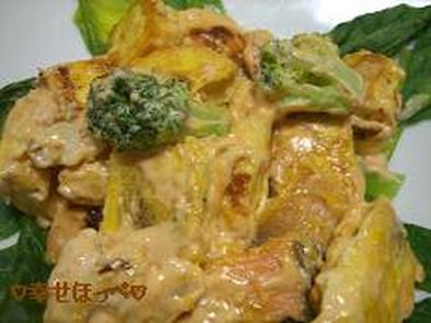 鮭と豆腐のケチャマヨ和えの写真