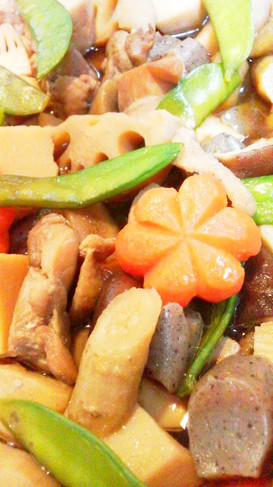 フライパンで筑前煮お花見お正月お食い初め