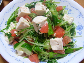 水菜と豆腐のサラダ
