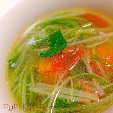 中華風★水菜とトマトさっぱりスープ☆簡単の写真