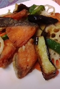 鮭のカラッと揚げ物野菜