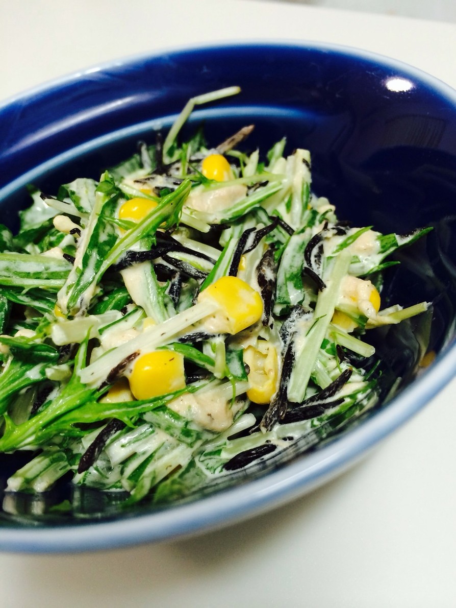 しゃき☆水菜とひじきのマヨツナサラダの画像