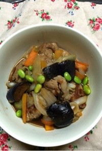 楽チン美味しい‼︎豚こま肉と野菜の照り煮