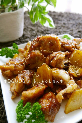 鶏もも肉とじゃがいもの甘辛~♪