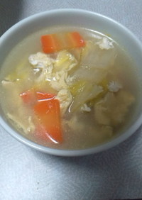 白菜と人参のかき玉スープ